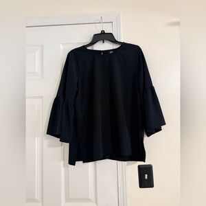 Bobeau Black Bell Sleeve Blouse